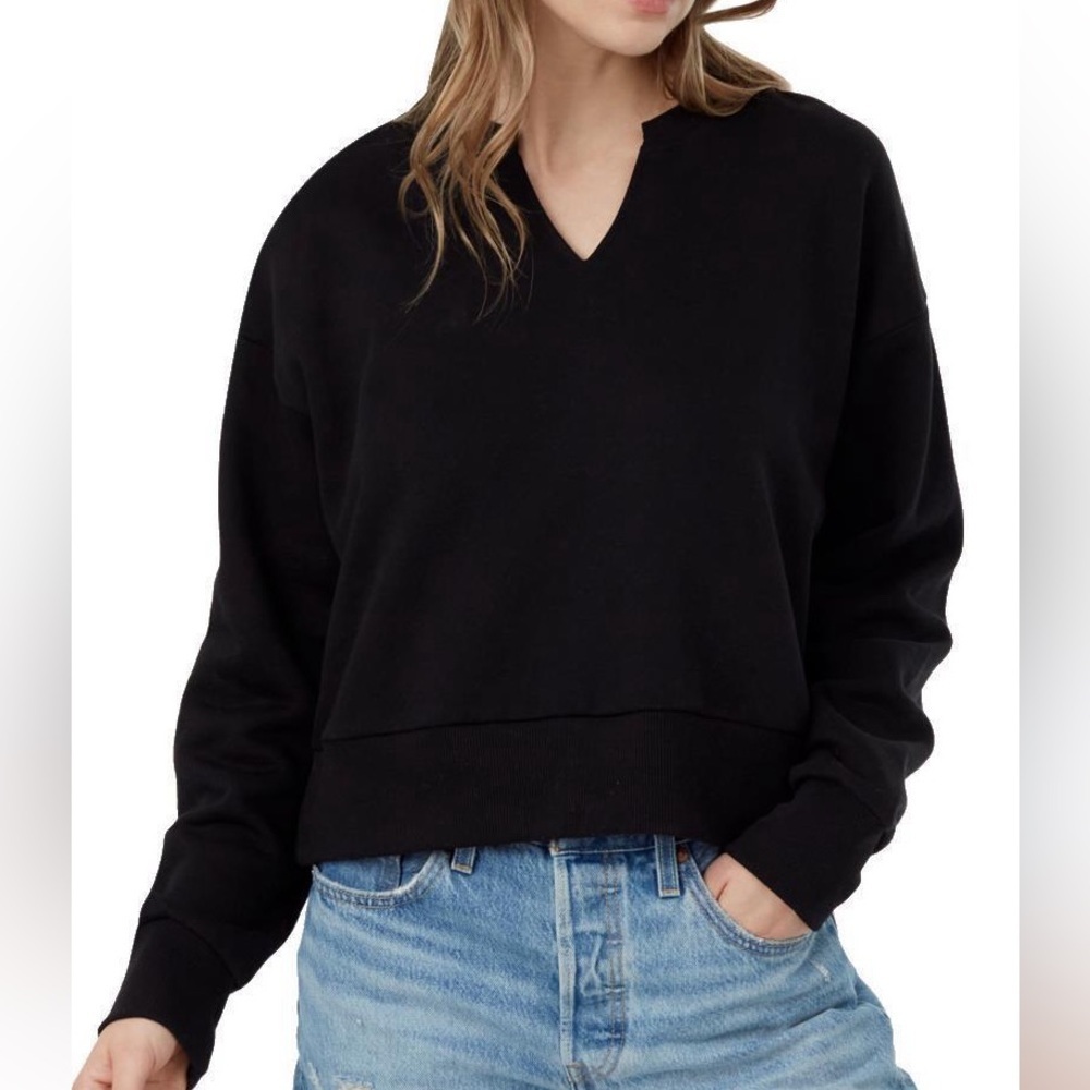 Tentree, size XS, V neck black top, long sleeve, made from organic cotton